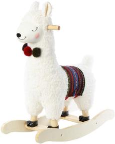 img 4 attached to 🦙 Labebe - Baby Rocking Horse Wooden, Plush Stuffed Rocking Animals for 1-3 Years Old, White Llama Rocking Horse for Girls and Boys, Toddler/Infant Rocker for Nursery, Kids Riding Toys/Horse