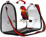 oflao bird carrier bag, portable travel bird cage with lightweight, breathable parrot perch and transparent design logo