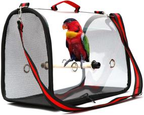 img 4 attached to OFLAO Bird Carrier Bag, Portable Travel Bird Cage with Lightweight, Breathable Parrot Perch and Transparent Design