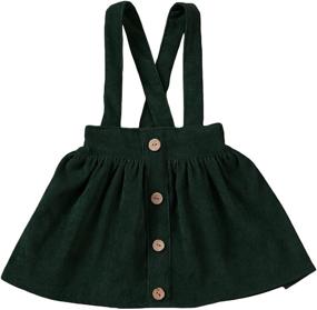 img 4 attached to 👧 Mubineo Little Toddler Girl Corduroy Ruffle Suspender Skirt: Basic Plain Cotton Overall Skirts