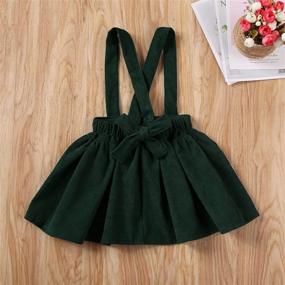 img 2 attached to 👧 Mubineo Little Toddler Girl Corduroy Ruffle Suspender Skirt: Basic Plain Cotton Overall Skirts