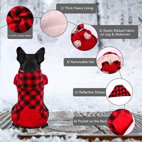 img 3 attached to 🐶 Detachable Hood Dog Cold Weather Coat - Soft Fleece Lined Winter Hoodie for Small Medium Dogs - Windproof, Adjustable, Cozy Plaid British Style Pet Jacket Vest with Pocket