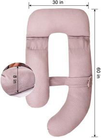 img 3 attached to 🤰 Summer Mae Pregnancy Pillow - Full Body G Shape Maternity Pillow with Detachable Side and Separate Support Pillow - Cotton Cover - Beige - 60 Inch