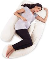 🤰 summer mae pregnancy pillow - full body g shape maternity pillow with detachable side and separate support pillow - cotton cover - beige - 60 inch logo