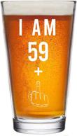 🎂 59 + one middle finger 60th birthday gifts for men women beer glass – hilarious 60 year old presents - 16 oz pint glasses party decorations supplies - craft beers gift ideas for dad mom husband wife 60th logo