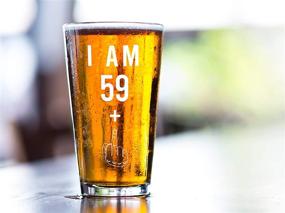img 3 attached to 🎂 59 + One Middle Finger 60th Birthday Gifts for Men Women Beer Glass – Hilarious 60 Year Old Presents - 16 oz Pint Glasses Party Decorations Supplies - Craft Beers Gift Ideas for Dad Mom Husband Wife 60th