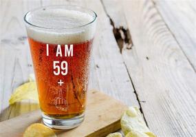img 2 attached to 🎂 59 + One Middle Finger 60th Birthday Gifts for Men Women Beer Glass – Hilarious 60 Year Old Presents - 16 oz Pint Glasses Party Decorations Supplies - Craft Beers Gift Ideas for Dad Mom Husband Wife 60th