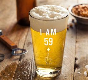 img 1 attached to 🎂 59 + One Middle Finger 60th Birthday Gifts for Men Women Beer Glass – Hilarious 60 Year Old Presents - 16 oz Pint Glasses Party Decorations Supplies - Craft Beers Gift Ideas for Dad Mom Husband Wife 60th