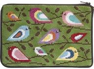 vibrant birds of color: stitch & zip needlepoint purse/cosmetic case kit - sz598 logo