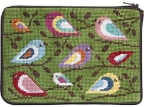 img 4 attached to Vibrant Birds of Color: Stitch & Zip Needlepoint Purse/Cosmetic Case Kit - SZ598