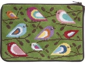 img 3 attached to Vibrant Birds of Color: Stitch & Zip Needlepoint Purse/Cosmetic Case Kit - SZ598