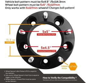 img 3 attached to 🔧 Адаптеры крепления колес 5x4.5 для 5x5 4PCS для дисков Jeep JK WK WJ XK на дисках TJ YJ KK XJ MJ KJ ZJ, Dynofit 5x114.3mm до 5x127mm 1.25" Кованые адаптеры для конверсии колес 1/2" резьба, болтовые экспандеры с измененным образцом.