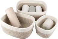 📦 organize in style: la jolie muse 12 inch cotton rope woven storage basket set of 3, stackable multipurpose organizer bins - white & desert combination логотип