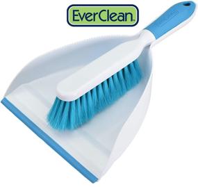 img 1 attached to 🧹 Professional Grade Ergonomic Brush & Dustpan Set by EVERCLEAN - Small Hand Broom with Soft Molded Lip for Maximum Efficiency - Aqua/White (6670)