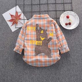 img 3 attached to 🐵 Adorable Little Boys Kids Button Down Shirt with Monkey, Bear, and Crocodile Print - Long Sleeve T-Shirt