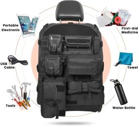 img 2 attached to 🔥 Universal Tactical Seat Cover Molle Seat Back Organizer: Ultimate Storage Bag for Jeep Wrangler, Cherokee, Ford F150, Toyota, Chevy, Dodge Trucks/SUVs (Black)