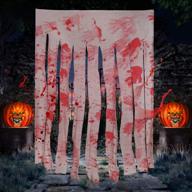 🩸 set of 2 doorway curtains with bloody hand prints 40" x 65" - creepy cloth window decals wall stickers for halloween haunted house horror decor, vampire zombie theme party supply logo