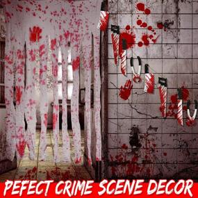 img 1 attached to 🩸 Set of 2 Doorway Curtains with Bloody Hand Prints 40" x 65" - Creepy Cloth Window Decals Wall Stickers for Halloween Haunted House Horror Decor, Vampire Zombie Theme Party Supply