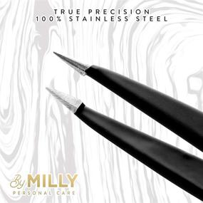 img 1 attached to 🔪 Premium Black Pointed Tweezers - Stainless Steel - Ultra-Precise Tips for Ingrown Hair, Eyebrows, Facial Hair, Splinters, Glass Removal