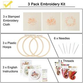 img 2 attached to 🦊 Uphome 3 Sets Embroidery Starter Kits - DIY Stamped Cross Stitch Kits for Adults and Kids with Cute Fox Flower Plant Pattern, Embroidery Hoops included - Perfect for Wall Decor and Hand Beginners Embroidery