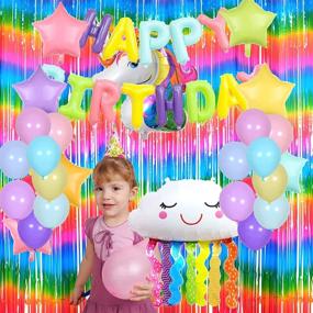 img 1 attached to 🌈 Set of 3 Rainbow Metallic Tinsel Curtains - 3.2ft x 8.2ft - Mexican Fiesta Party Photo Backdrop Foil Fringe Curtains - Photo Booth Props for Unicorn Birthday Party & Tie Dye Bridal Shower Decorations