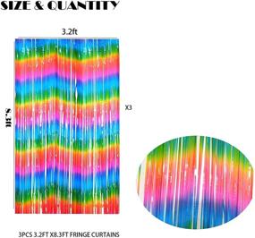 img 3 attached to 🌈 Set of 3 Rainbow Metallic Tinsel Curtains - 3.2ft x 8.2ft - Mexican Fiesta Party Photo Backdrop Foil Fringe Curtains - Photo Booth Props for Unicorn Birthday Party & Tie Dye Bridal Shower Decorations