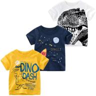 🦖 nuziku set of 3 dinosaur crewneck t-shirts for boys' clothing - tops, tees & shirts logo