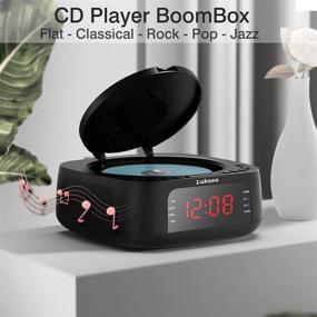 img 3 attached to Multi-functional Lukasa CD Player Tabletop Bluetooth Boombox with Qi Wireless Charger, Dual Alarm Clock, FM Radio, and LCD Display (Black)