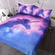 🦄 blessliving galaxy unicorn bedding full size purple blue unicorn comforter cover for kids girls boys sparkly space duvet cover psychedelic unicorn bedspread 3-piece beds set with 2 pillowcases (full) logo