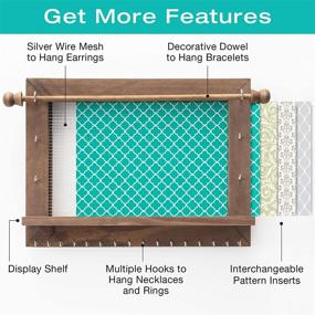 img 3 attached to 📿 EXCELLO GLOBAL PRODUCTS Rustic Wall Mounted Jewelry Organizer: Shabby Chic Box with Interchangeable Backgrounds for Bracelets, Necklaces, and Earrings