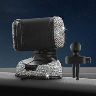 🌟 girly rhinestone car phone holder – sparkly diamond car decor for women, 360 degree adjustable cell phone mount with air vent hook clip – bling white logo