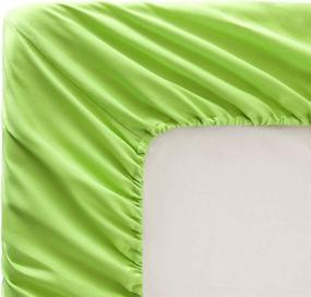 img 2 attached to 🛏️ Jinlei Twin Lime Microfiber Deep Pocket Fitted Sheet - Soft and Solid Color Bedding Essential