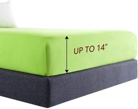 img 3 attached to 🛏️ Jinlei Twin Lime Microfiber Deep Pocket Fitted Sheet - Soft and Solid Color Bedding Essential