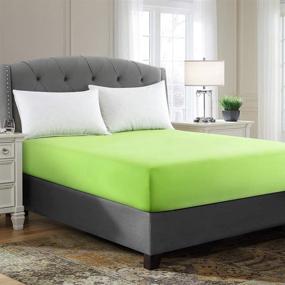 img 4 attached to 🛏️ Jinlei Twin Lime Microfiber Deep Pocket Fitted Sheet - Soft and Solid Color Bedding Essential