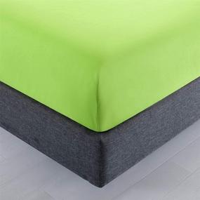 img 1 attached to 🛏️ Jinlei Twin Lime Microfiber Deep Pocket Fitted Sheet - Soft and Solid Color Bedding Essential