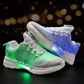 img 3 attached to HotDingding Sneakers: Men's Flashing Black Green Shoes for Fashion and Charging