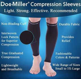 img 1 attached to 🧦 Doc Miller Calf Compression Sleeve - 2 Pairs: Fashionable 20-30 mmHg Medical Grade Socks for Travel, DVT Surgery Recovery, Maternity, Shin Splints, Varicose Veins in Black, X-Large