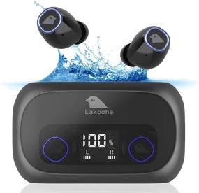 img 3 attached to 🎧 Беспроводные наушники LAKOCHE Premium Sound с Bluetooth 5.0 передатчиком - 7 часов воспроизведения и общая мощность батареи в 90 часов - Защита от воды IPX7 - Подавление шума - Глубокие басы - Регулировка громкости - Бинауральные звонки - Надежная посадка