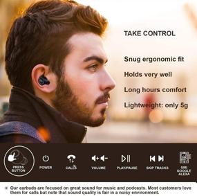 img 1 attached to 🎧 Беспроводные наушники LAKOCHE Premium Sound с Bluetooth 5.0 передатчиком - 7 часов воспроизведения и общая мощность батареи в 90 часов - Защита от воды IPX7 - Подавление шума - Глубокие басы - Регулировка громкости - Бинауральные звонки - Надежная посадка