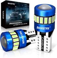 🔵 maxgtrs ice blue led light bulb 168 2825 w5w t10 wedge 18-smd chipsets with condenser lens - car dome map door courtesy license plate lights, pack of 2 logo