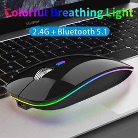 img 4 attached to 🖱️ TENMOS Wireless Bluetooth Mouse: Slim Dual Mode, Rechargeable & Silent, for Laptop/MacBook/iPad - Bluetooth 5.1 + USB