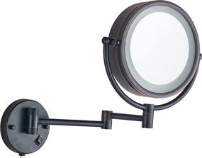 img 4 attached to 💡 Cavoli Lighted Makeup Mirror Wall Mounted - LED Lighted 3 Tones LED Lights, Oil Rubbed Bronze - 10x Magnification, Double Sided 9-inch - Plug Powered