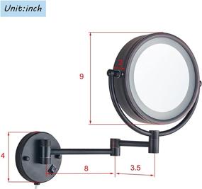 img 2 attached to 💡 Cavoli Lighted Makeup Mirror Wall Mounted - LED Lighted 3 Tones LED Lights, Oil Rubbed Bronze - 10x Magnification, Double Sided 9-inch - Plug Powered