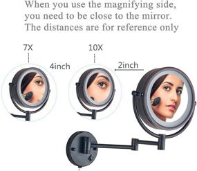 img 1 attached to 💡 Cavoli Lighted Makeup Mirror Wall Mounted - LED Lighted 3 Tones LED Lights, Oil Rubbed Bronze - 10x Magnification, Double Sided 9-inch - Plug Powered