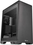 💻 thermaltake s500 tempered glass atx mid-tower computer case with pre-installed 140mm front fan and 120mm rear fan - ca-1o3-00m1wn-01 (black) logo