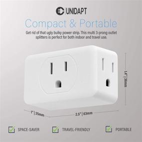 img 2 attached to Unidapt 3 Outlet Wall Adapter - Multi Plug Outlet Extender | Grounded Wall Tap Power Plug Expander for Home Office, Dorm Essentials - 2-Pack