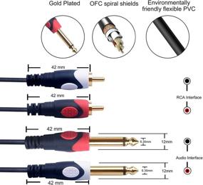 img 2 attached to Devinal 1/4 to RCA Cable - Premium 16.6ft Dual RCA to Dual 1/4 TS Interconnect Cable for High-Quality Audio Transmission