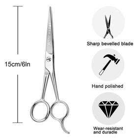 img 2 attached to 💇 FCYSY 6" Hair Cutting Scissors Hair Shears - Professional Barber Sharp Hairdressing Shears with Comb - For Women and Men