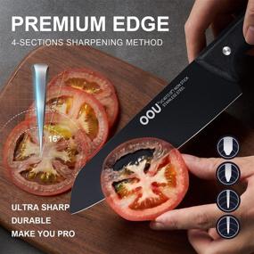 img 2 attached to 🔪 OOU Knife Set 7 Pieces: Professional Kitchen Knives with High Carbon Stainless Steel, Ultra Sharp & Full Tang Design - BO NO STAIN! Complete Set with Acrylic Stand and Sharpener