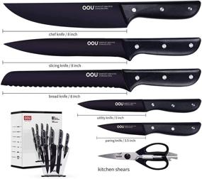 img 3 attached to 🔪 OOU Knife Set 7 Pieces: Professional Kitchen Knives with High Carbon Stainless Steel, Ultra Sharp & Full Tang Design - BO NO STAIN! Complete Set with Acrylic Stand and Sharpener